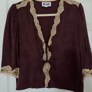 Rouje Paris Lace Trim Blouse | Chic Holiday Top | Never Worn
